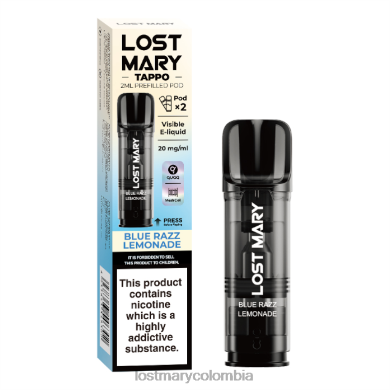 LOST MARY Colombia - vainas precargadas de miss mary tappo - 20 mg - paquete de 2 limonada azul razz 8DLD2181